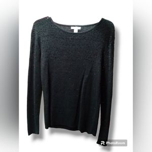 Hampshire Studio Black Sweater With Sequins Size L